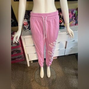 Rare Mattel 2023 Barbie Pink Jogger Sweatpants Pants Size Medium White Logo
